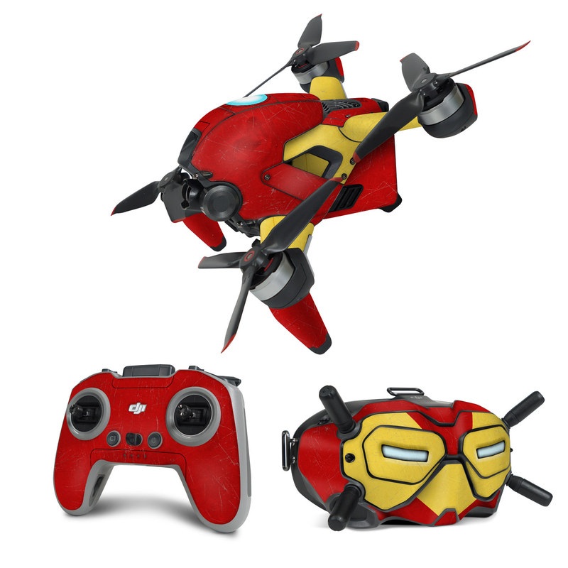 DJI FPV Combo Skin design, with red, yellow, white colors