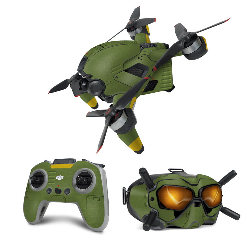 DJI FPV Combo Skin design, with green, black, yellow, red colors