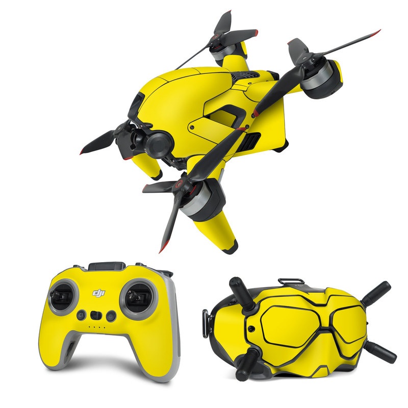 DJI FPV Combo Skin design of Green, Yellow, Orange, Text, Font, with yellow colors