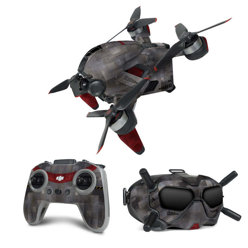 DJI FPV Combo Skin design, with black, gray, red, white colors