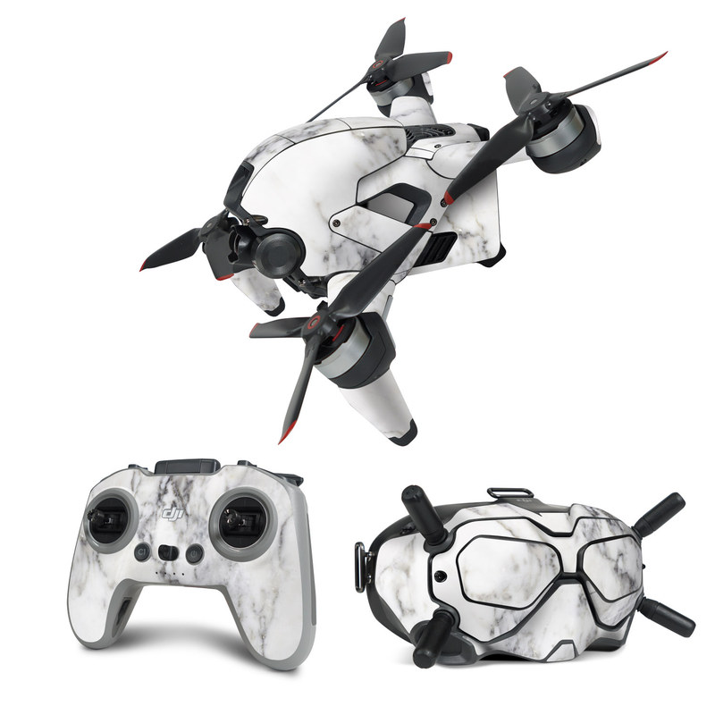 DJI FPV Combo Skin design of White, Geological phenomenon, Marble, Black-and-white, Freezing, with white, black, gray colors