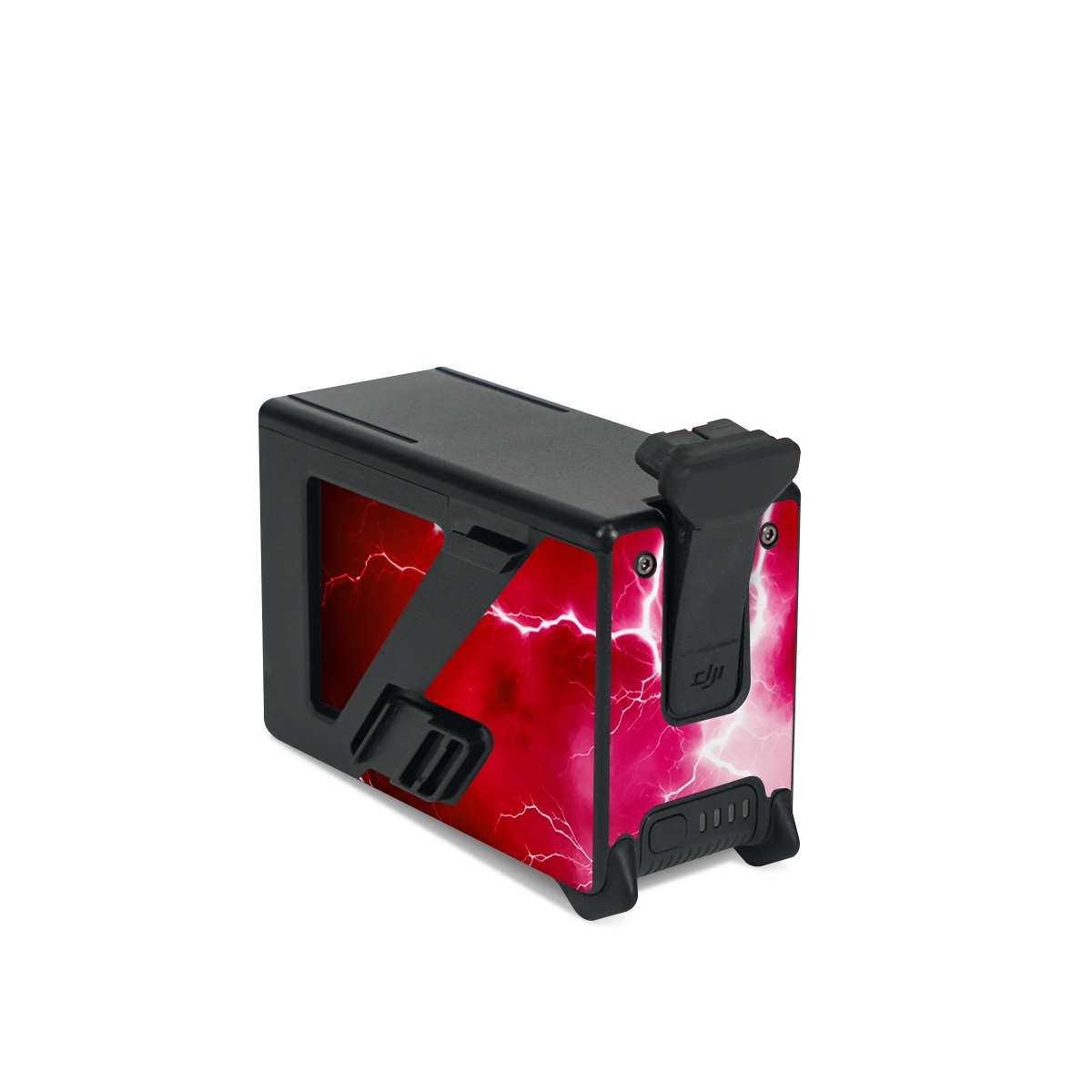 DJI FPV Intelligent Flight Battery Skin design of Thunder, Atmosphere, Sky, Light, Purple, Lighting, Water, Thunderstorm, Electricity, Pink, with black, red colors