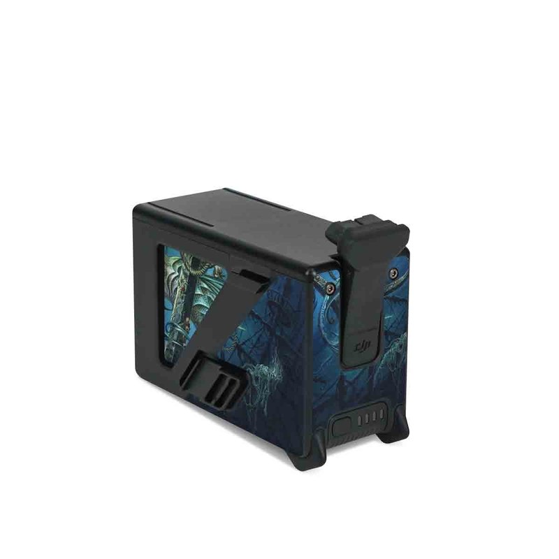 DJI FPV Intelligent Flight Battery Skin design of Mermaid, Cg artwork, Illustration, Fictional character, Art, Mythology, Mythical creature, Graphic design, with blue, green, white, black colors