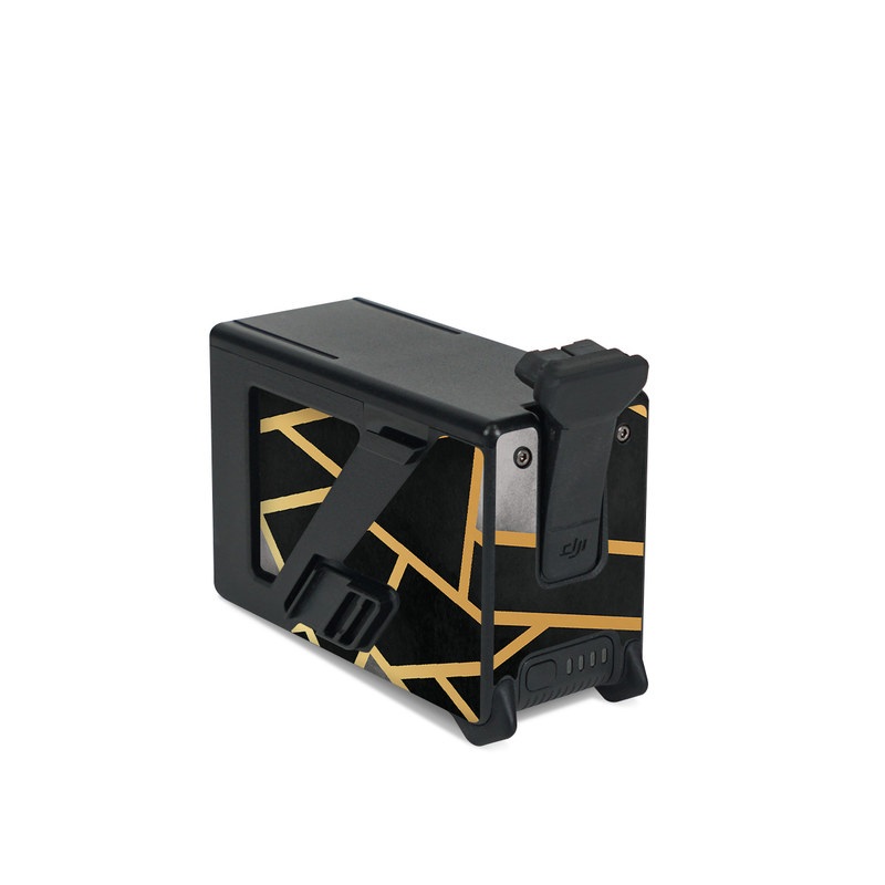 DJI FPV Intelligent Flight Battery Skin design of Pattern, Triangle, Yellow, Line, Tile, Floor, Design, Symmetry, Architecture, Flooring, with black, gray, yellow colors