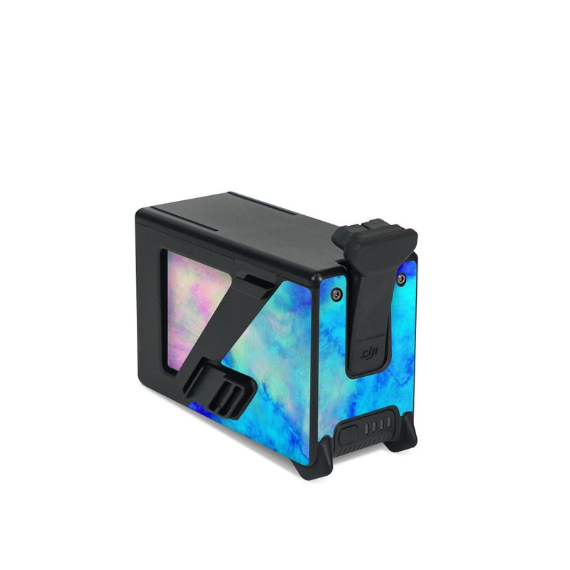 DJI FPV Intelligent Flight Battery Skin design of Blue, Turquoise, Aqua, Pattern, Dye, Design, Sky, Electric blue, Art, Watercolor paint, with blue, purple colors