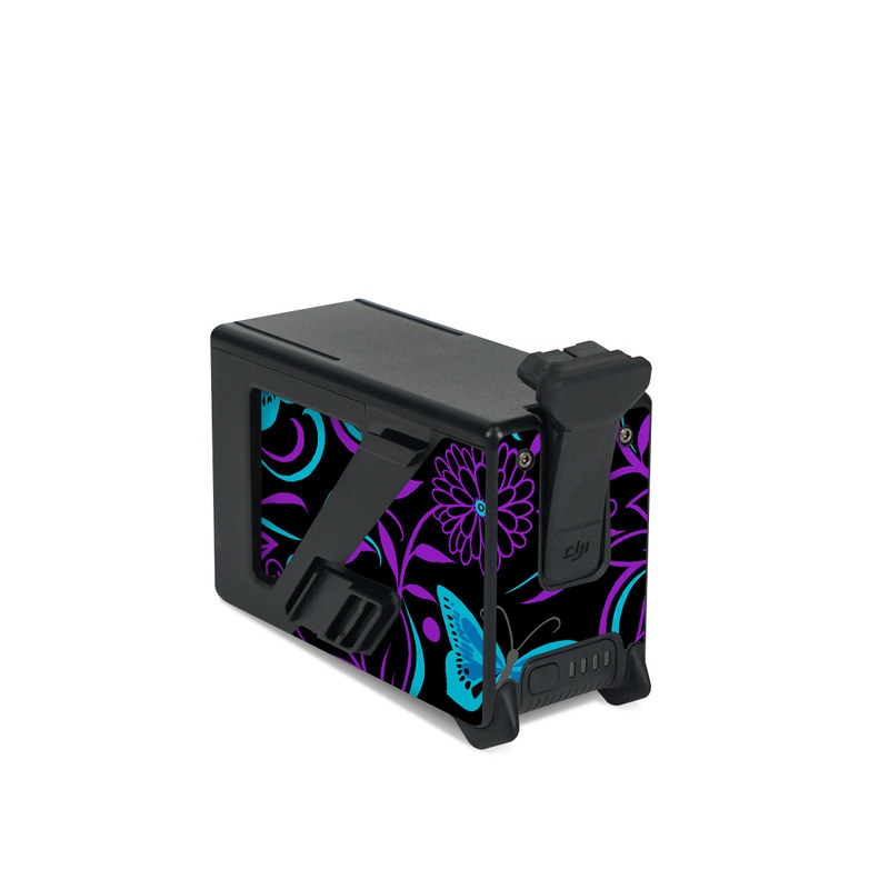 DJI FPV Intelligent Flight Battery Skin design of Pattern, Purple, Violet, Turquoise, Teal, Design, Floral design, Visual arts, Magenta, Motif with black, purple, blue colors