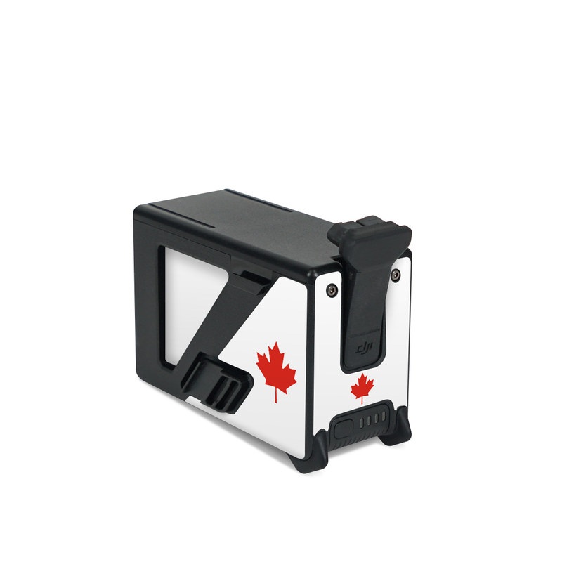DJI FPV Intelligent Flight Battery Skin design of Red, Maple leaf, Tree, Leaf, Woody plant, Flag, Plant, Plane, Red flag, Maple, with red, white colors