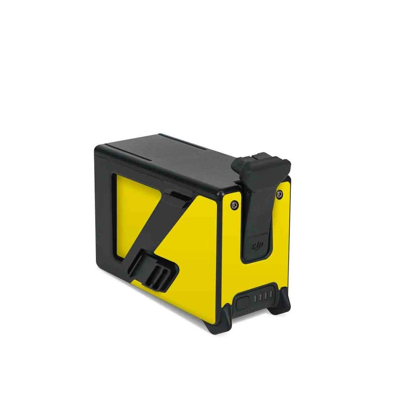 DJI FPV Intelligent Flight Battery Skin design of Yellow, Font, Logo, Graphics, Illustration with orange, black, green colors