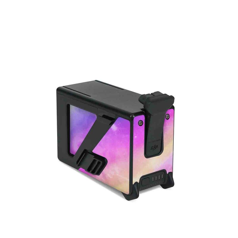 DJI FPV Intelligent Flight Battery Skin design of Llama, Purple, Camelid, Alpaca, Sky, Livestock, Space, with purple, white, blue, pink, yellow, black colors