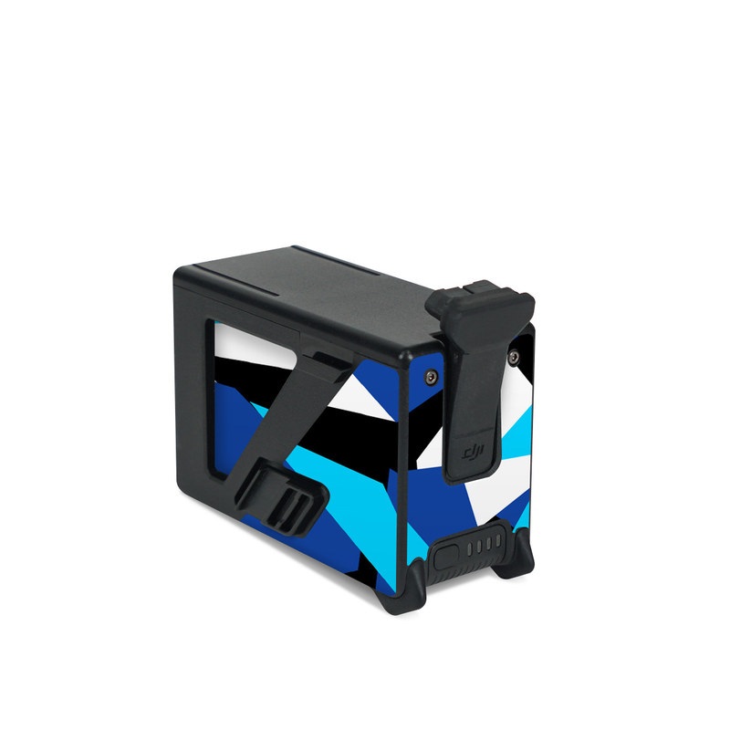DJI FPV Intelligent Flight Battery Skin design of Blue, Pattern, Turquoise, Cobalt blue, Teal, Design, Electric blue, Graphic design, Triangle, Font, with blue, white, black colors