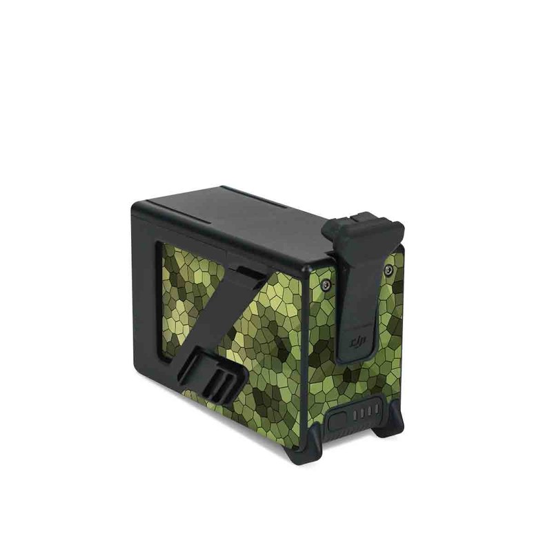 DJI FPV Intelligent Flight Battery Skin design of Green, Grass, Leaf, Plant, Pattern, Groundcover, with black, white, green, gray colors