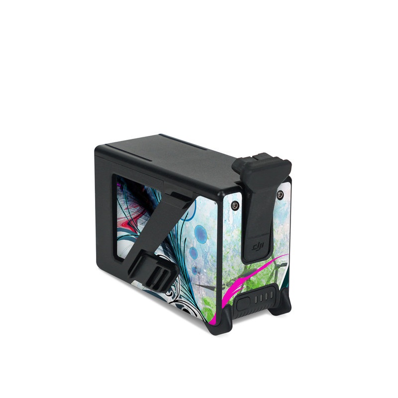 DJI FPV Intelligent Flight Battery Skin design of Graphic design, Psychedelic art, Art, Illustration, Purple, Visual arts, Graffiti, Street art, Design, Painting, with gray, black, blue, green, purple colors