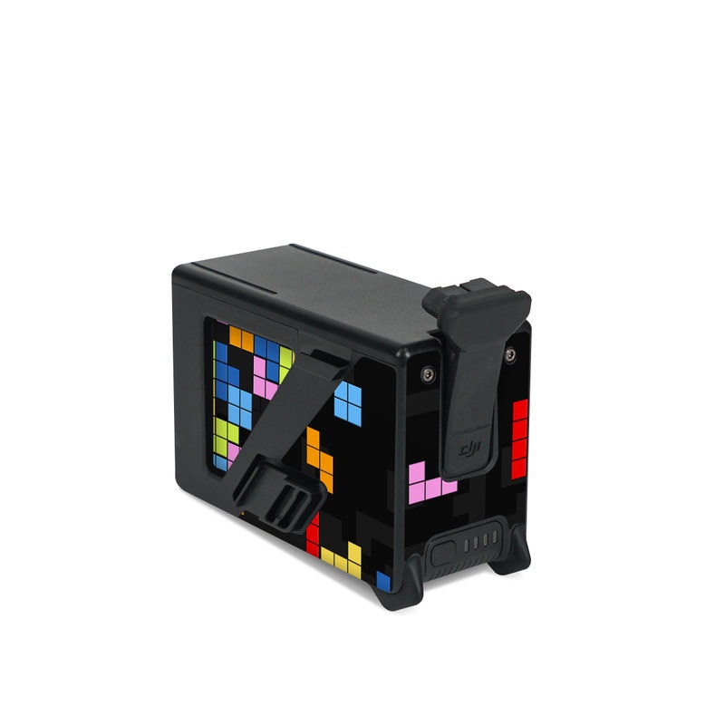 DJI FPV Intelligent Flight Battery Skin design of Pattern, Symmetry, Font, Design, Graphic design, Line, Colorfulness, Magenta, Square, Graphics, with black, green, blue, orange, red colors