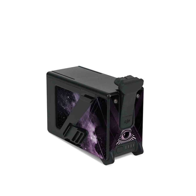 DJI FPV Intelligent Flight Battery Skin design of Skull, Bone, Illustration, Font, Jaw, Fictional character, Graphic design, Graphics, Art, with black, white, gray, purple colors