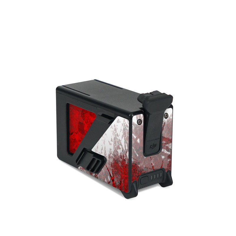 DJI FPV Intelligent Flight Battery Skin design of Red, Graphic design, Skull, Illustration, Bone, Graphics, Art, Fictional character, with red, gray, black, white colors