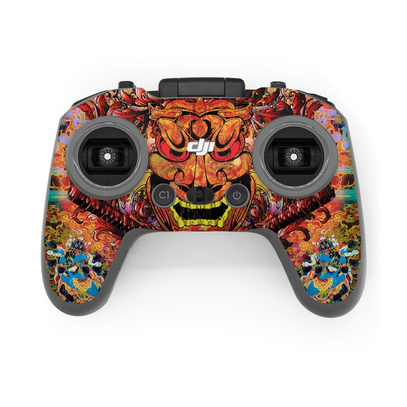 DJI FPV Remote Controller 2 Skin design of Art, Psychedelic art, Visual arts, Illustration, Fictional character, Demon, with red, orange, yellow colors