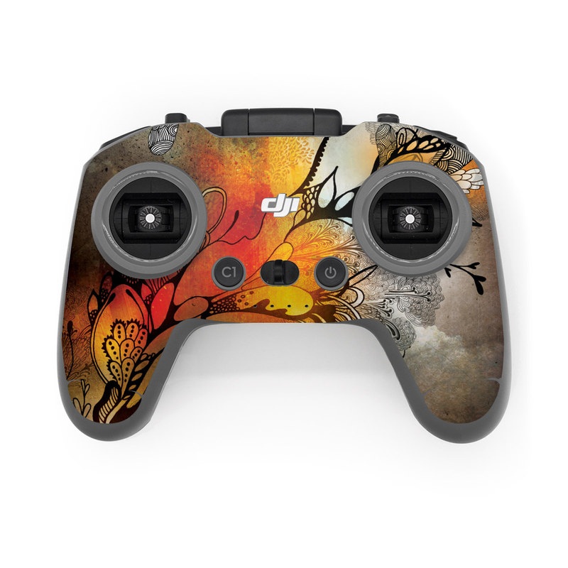 DJI FPV Remote Controller 2 Skin design of Yellow, Orange, Art, Branch, Leaf, Graphic design, Visual arts, Pattern, Design, Modern art, with black, red, orange, yellow colors