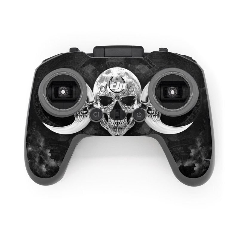 DJI FPV Remote Controller 2 Skin design of Bone, Skull, Darkness, Monochrome, Black-and-white, Circle, Symmetry, Visual Arts, Illustration, Skeleton, Drawing, with black, white, gray colors