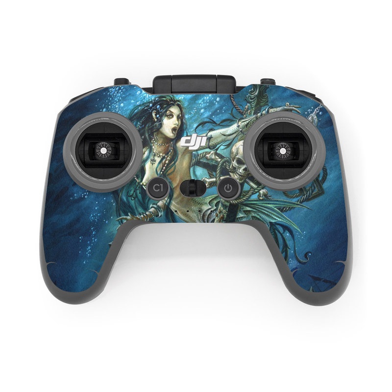 DJI FPV Remote Controller 2 Skin design of Mermaid, Cg artwork, Illustration, Fictional character, Art, Mythology, Mythical creature, Graphic design, with blue, green, white, black colors