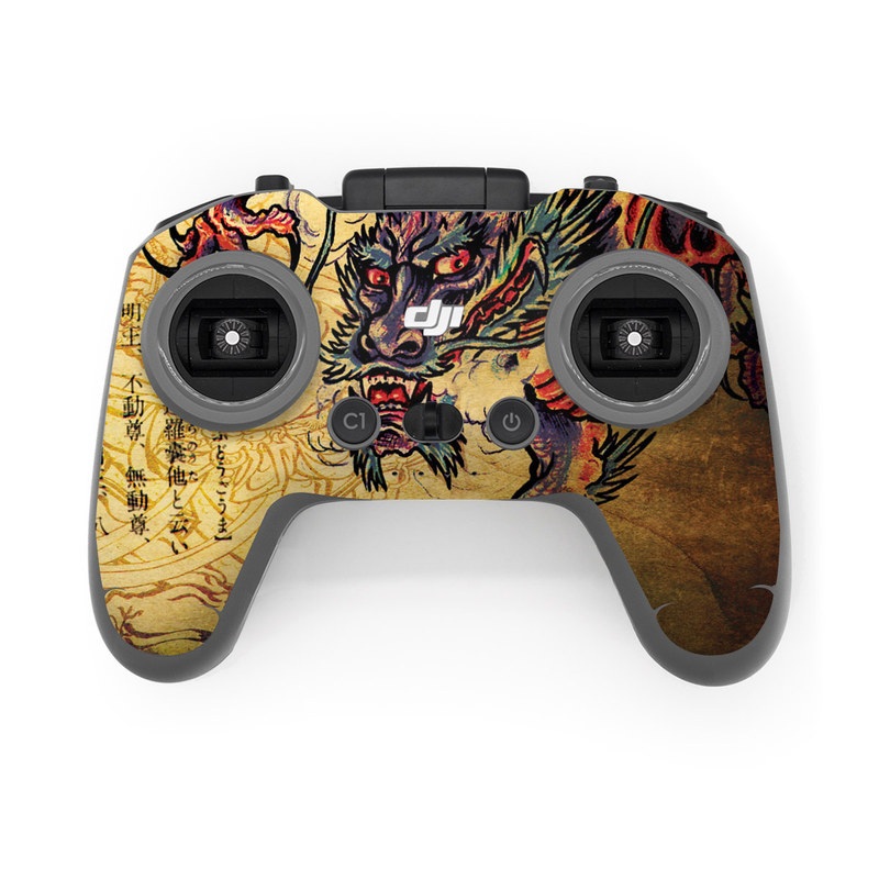 DJI FPV Remote Controller 2 Skin design of Illustration, Fictional character, Art, Demon, Drawing, Visual arts, Dragon, Supernatural creature, Mythical creature, Mythology, with black, green, red, gray, pink, orange colors