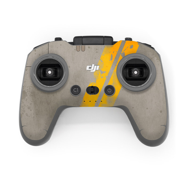 DJI FPV Remote Controller 2 Skin design of Yellow, Wall, Line, Orange, Design, Concrete, Font, Architecture, Parallel, Wood, with gray, yellow, red, black colors