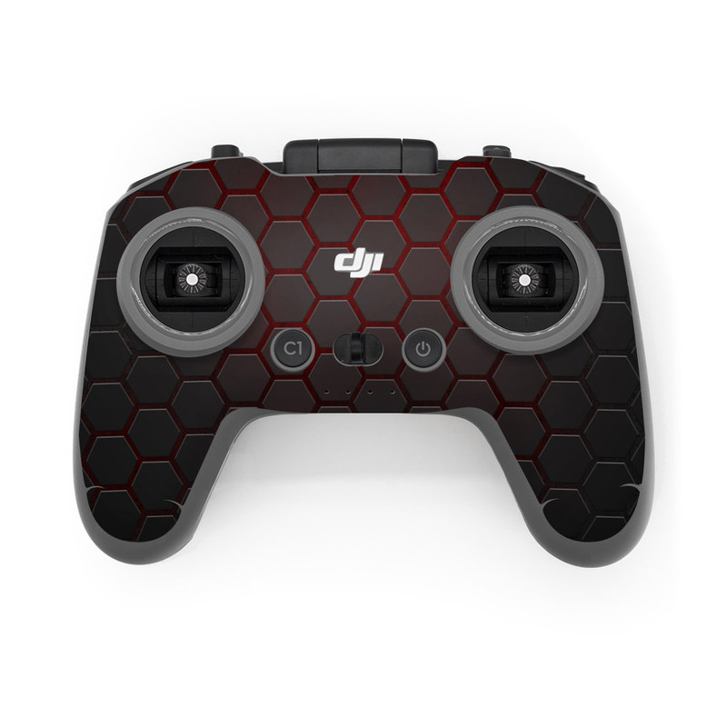 DJI FPV Remote Controller 2 Skin design of Black, Pattern, Metal, Design, Mesh, Carbon, Space, Wallpaper, with black, red colors