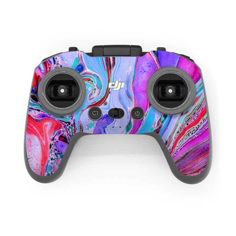 DJI FPV Remote Controller 2 Skin design of Pink, Purple, Pattern, Design, Visual arts, Art, Psychedelic art, Magenta, Acrylic paint, Colorfulness, with pink, purple, blue, green colors