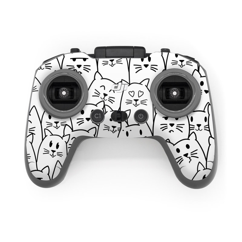 DJI FPV Remote Controller 2 Skin design of White, Line art, Text, Black, Pattern, Black-and-white, Line, Design, Font, Organism, with white, black colors
