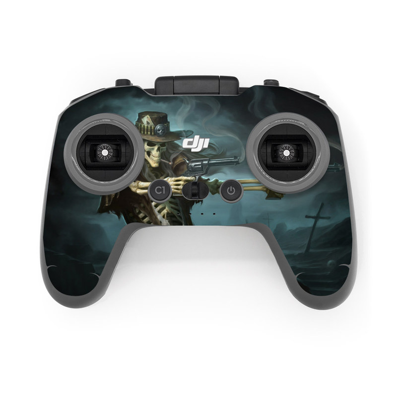 DJI FPV Remote Controller 2 Skin design of Cg artwork, Action-adventure game, Darkness, Illustration, Games, Adventure game, Pc game, Woman warrior, Digital compositing, Fictional character, with black, white, blue, gray colors