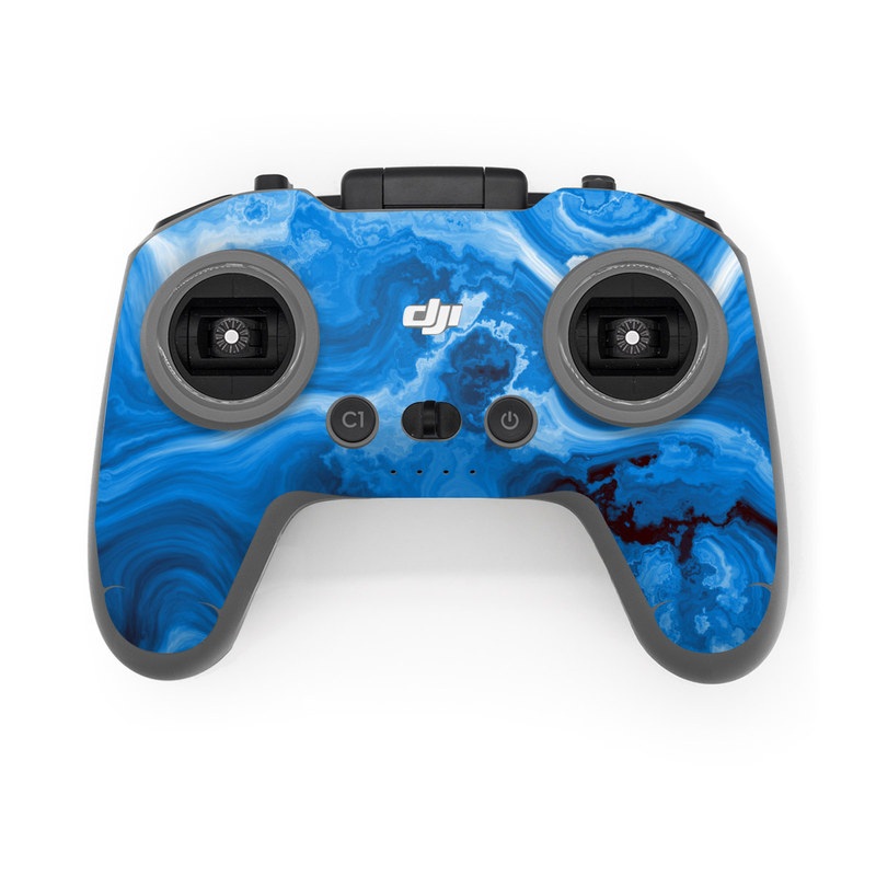 DJI FPV Remote Controller 2 Skin design of Blue, Water, Aqua, Azure, Turquoise, Pattern, Liquid, Wave, Electric blue, Design, with blue, white, black colors