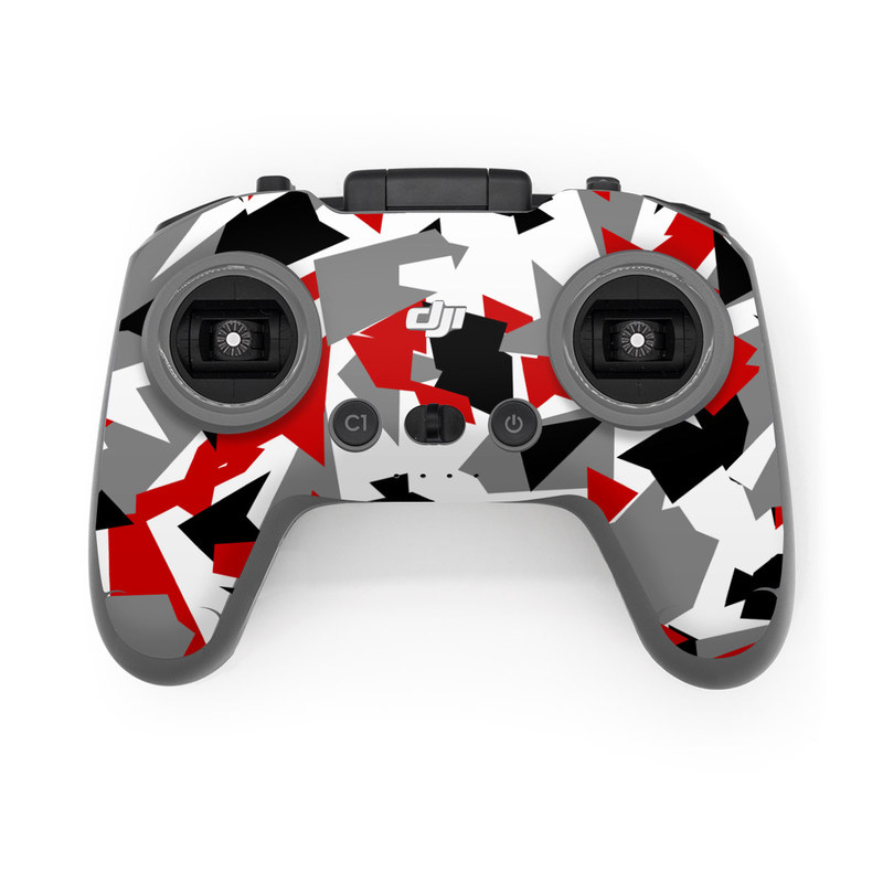 DJI FPV Remote Controller 2 Skin design of Red, Pattern, Font, Design, Textile, Carmine, Illustration, Flag, Crowd, with red, white, black, gray colors
