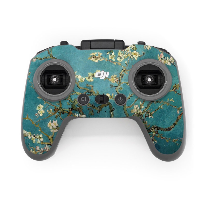 DJI FPV Remote Controller 2 Skin design of Tree, Branch, Plant, Flower, Blossom, Spring, Woody plant, Perennial plant, with blue, black, gray, green colors