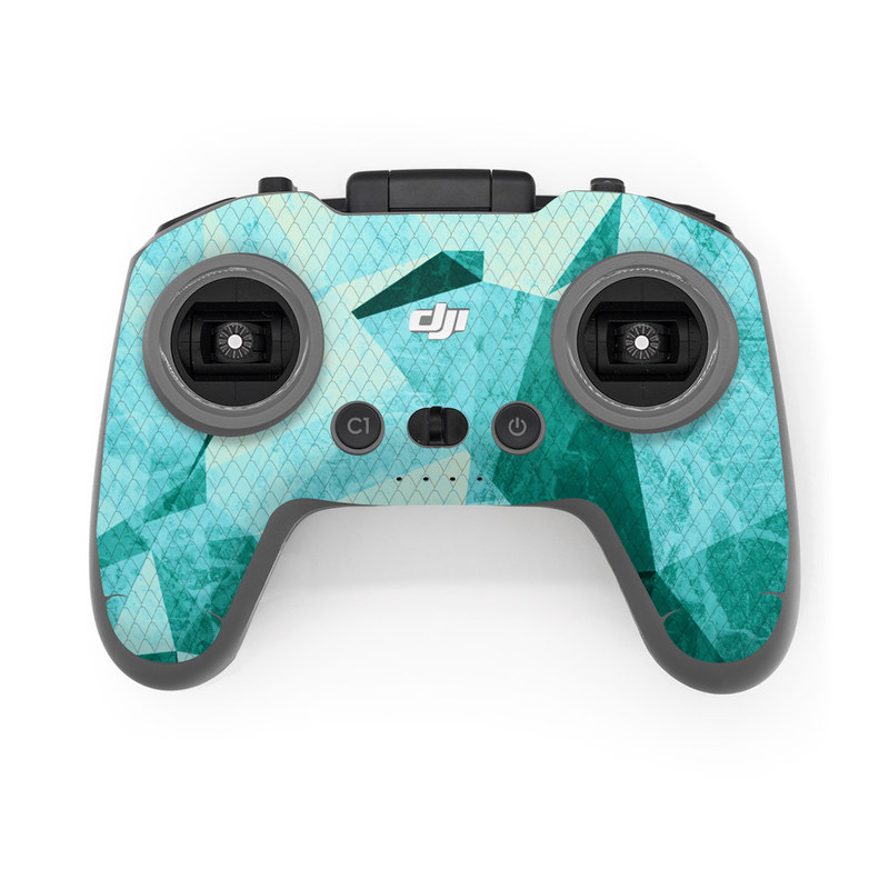 DJI FPV Remote Controller 2 Skin design of Aqua, Blue, Pattern, Turquoise, Illustration, Teal, Design, Line, Graphic design, with blue colors