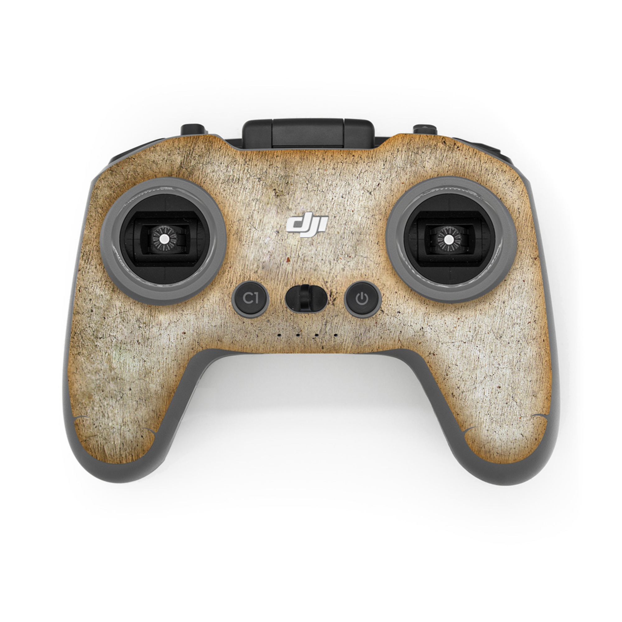 DJI FPV Remote Controller 3 Skin design of Head, Eye, Jaw, Artifact, Art, Snout, Font, Wood, Bone, Close-up, with white, black, gray, brown, yellow colors