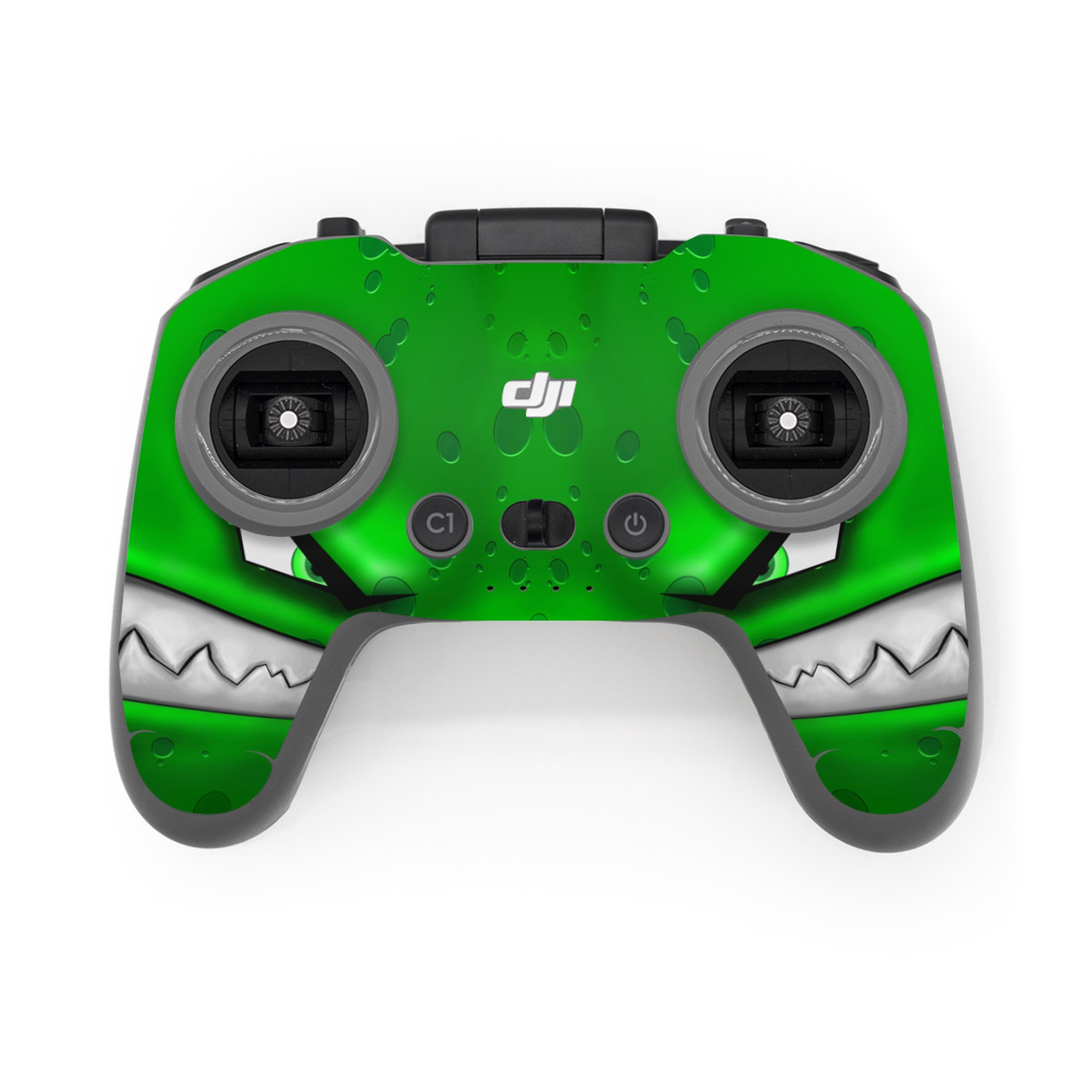 DJI FPV Remote Controller 3 Skin design of Green, Font, Animation, Logo, Graphics, Games, with green, white colors