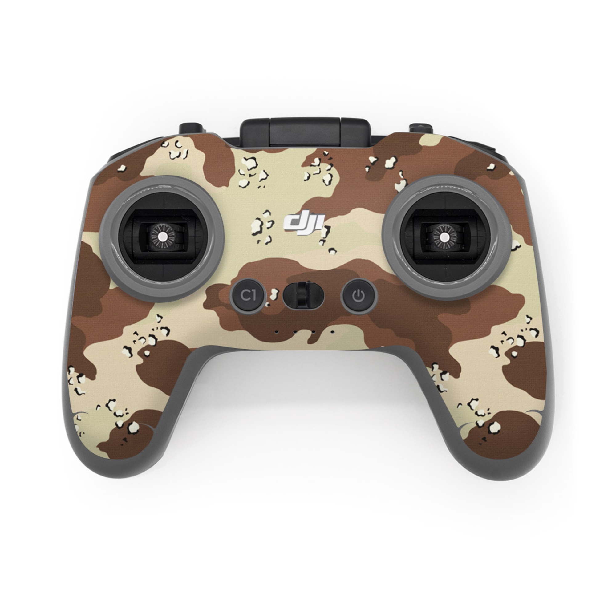 DJI FPV Remote Controller 3 Skin design of Military camouflage, Brown, Pattern, Design, Camouflage, Textile, Beige, Illustration, Uniform, Metal, with gray, red, black, green colors