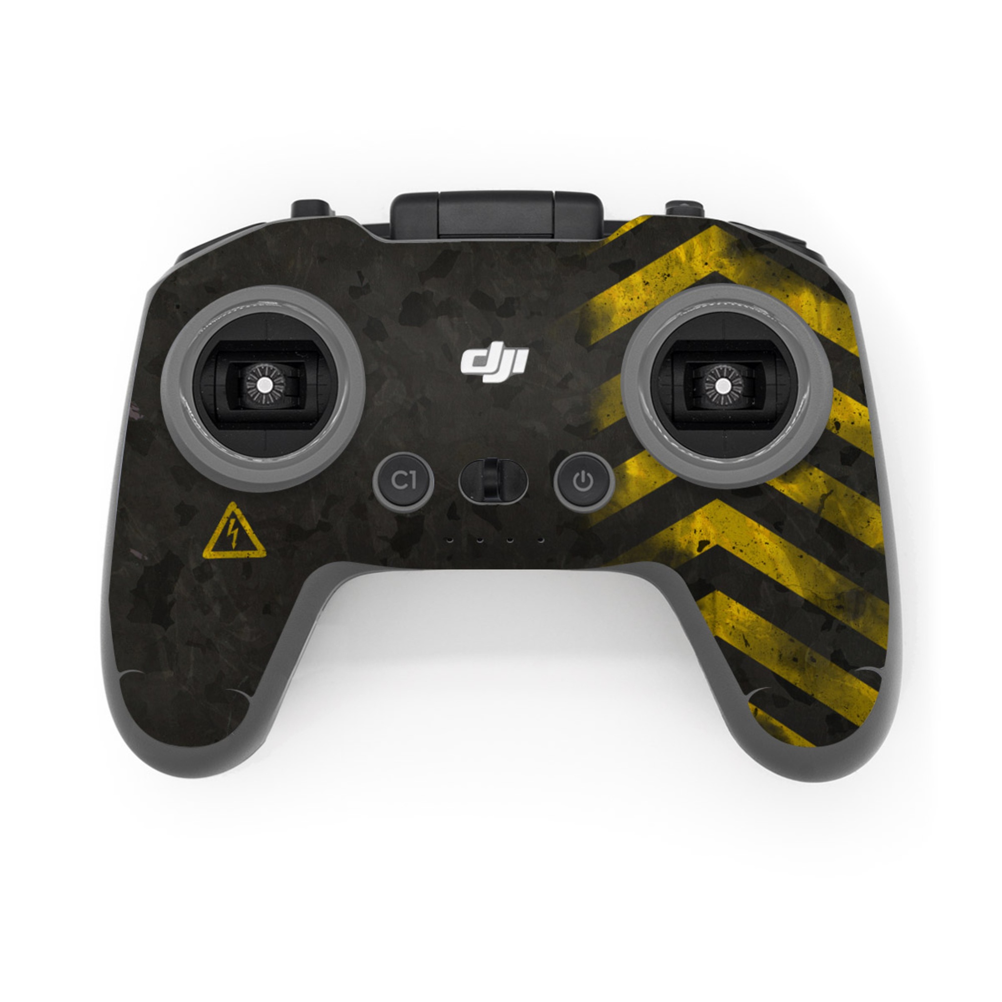 DJI FPV Remote Controller 3 Skin design of Colorfulness, Road surface, Yellow, Rectangle, Asphalt, Font, Material property, Parallel, Tar, Tints and shades, with black, gray, yellow colors