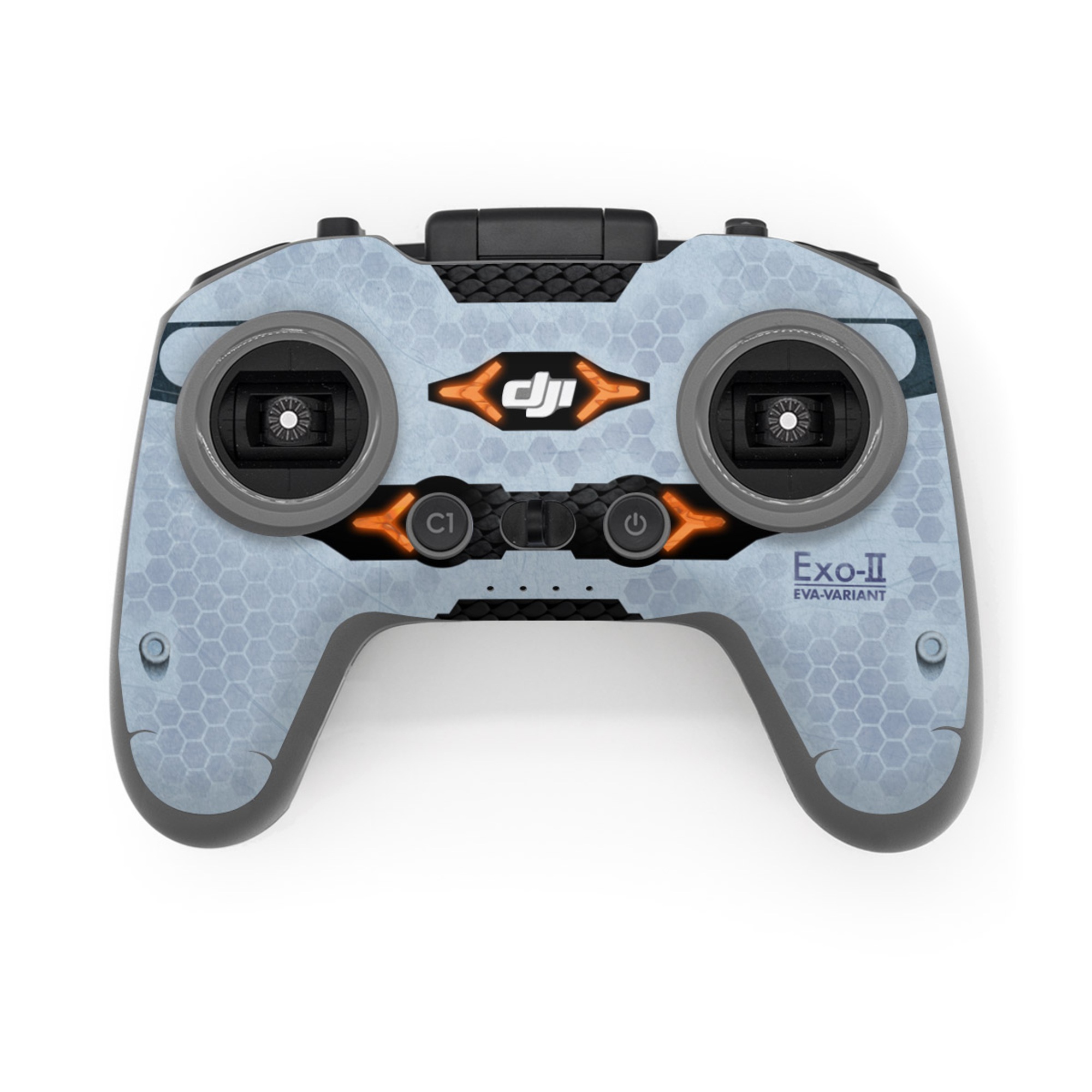 DJI FPV Remote Controller 3 Skin design of Blue, Symbol, Graphics, with blue, black, yellow, orange, gray colors