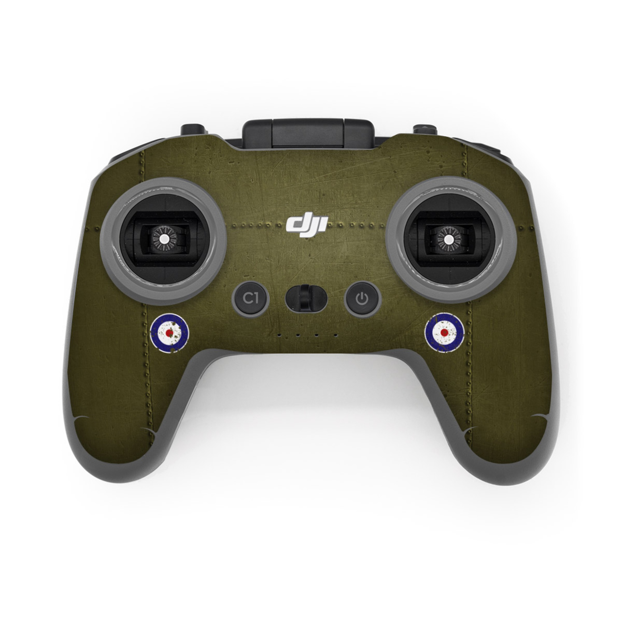 DJI FPV Remote Controller 3 Skin design of Logo, Symbol, Aerospace Engineering, Aircraft, Aviation, Emblem, with green, blue, red, white, gray, brown colors