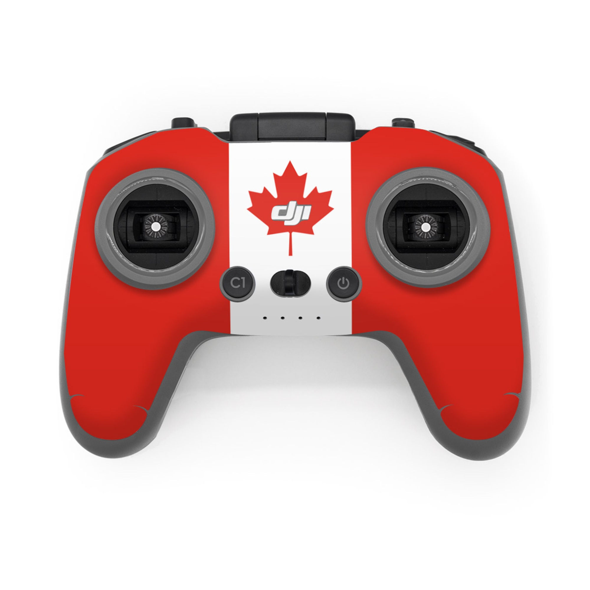 DJI FPV Remote Controller 3 Skin design of Red, Maple leaf, Tree, Leaf, Woody plant, Flag, Plant, Plane, Red flag, Maple, with red, white colors