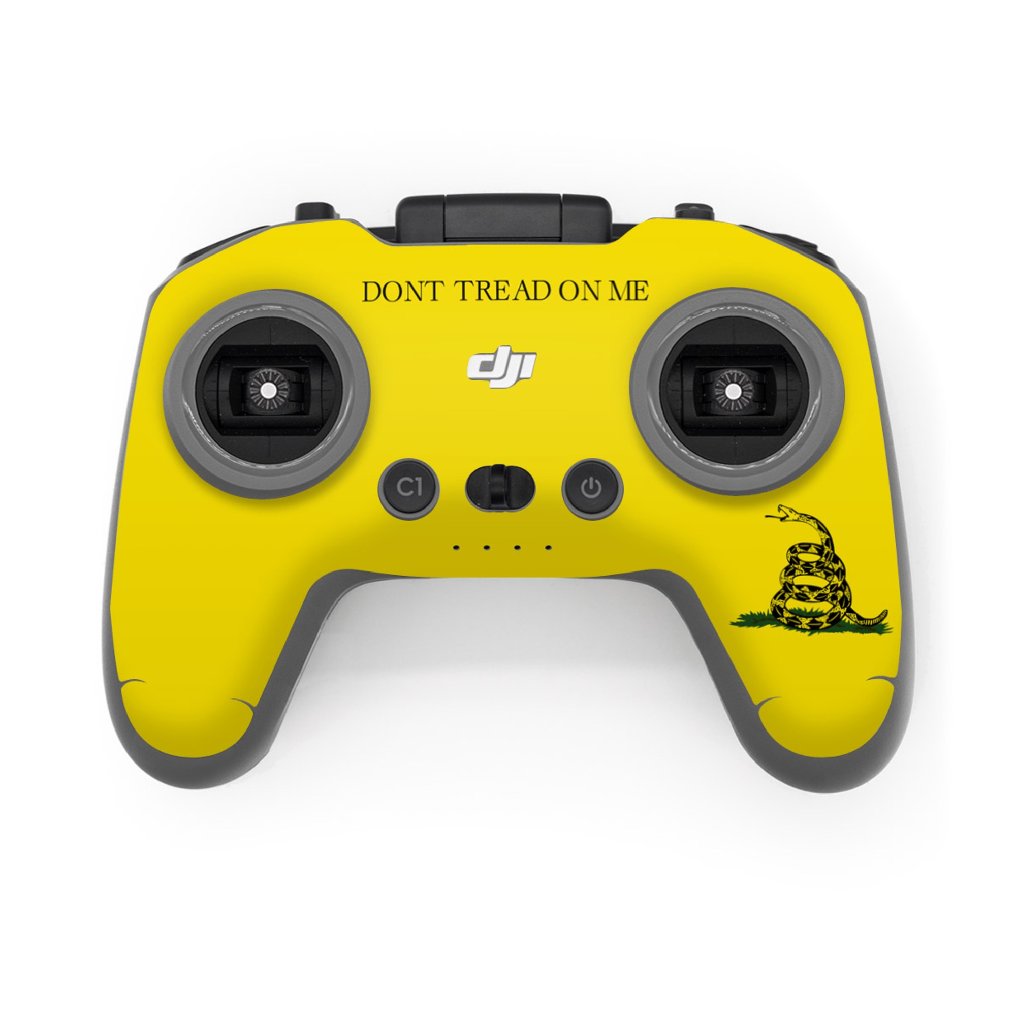 DJI FPV Remote Controller 3 Skin design of Yellow, Font, Logo, Graphics, Illustration, with orange, black, green colors