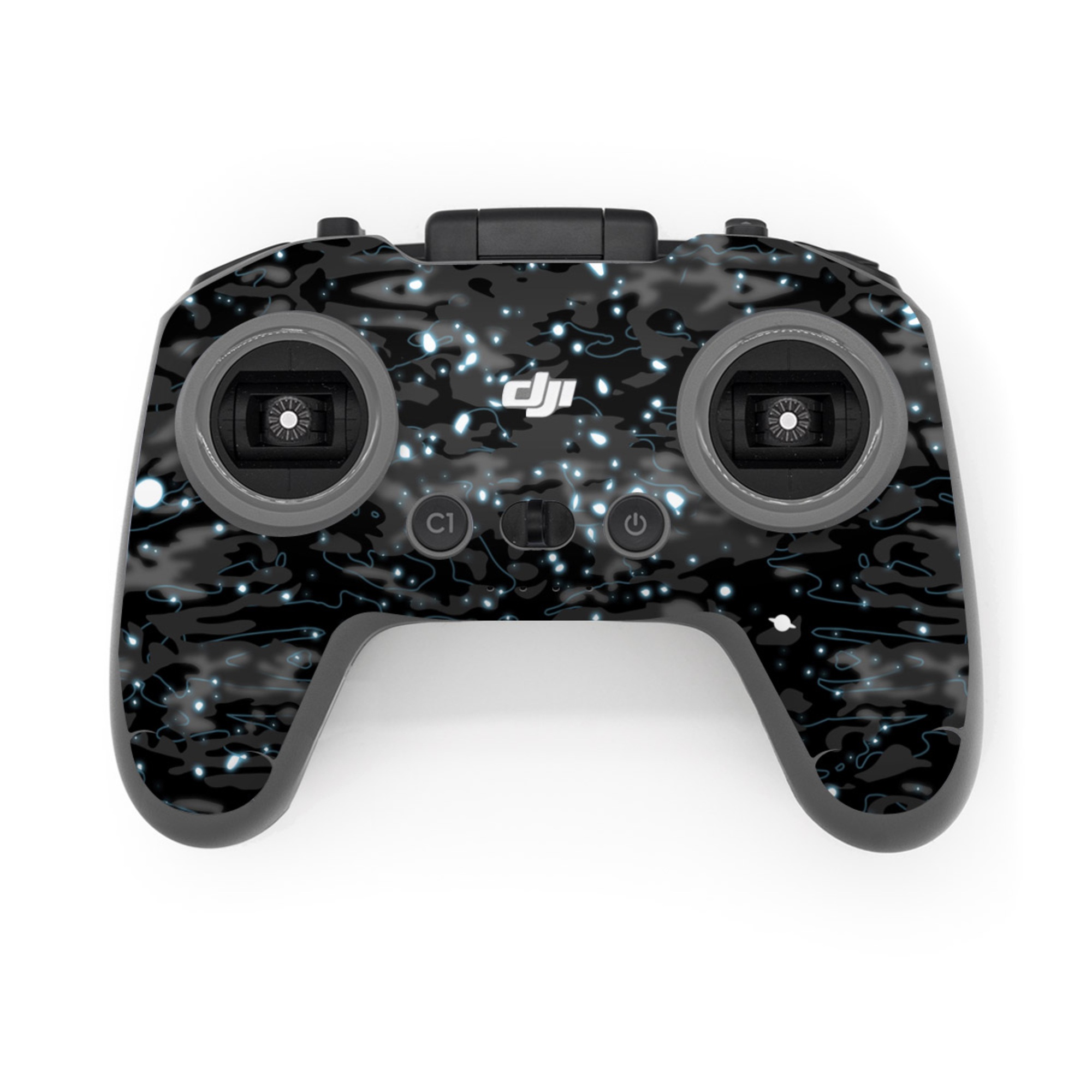 DJI FPV Remote Controller 3 Skin design of Black, Water, Space, Black-and-white, Granite, with blue, white, gray, blue colors