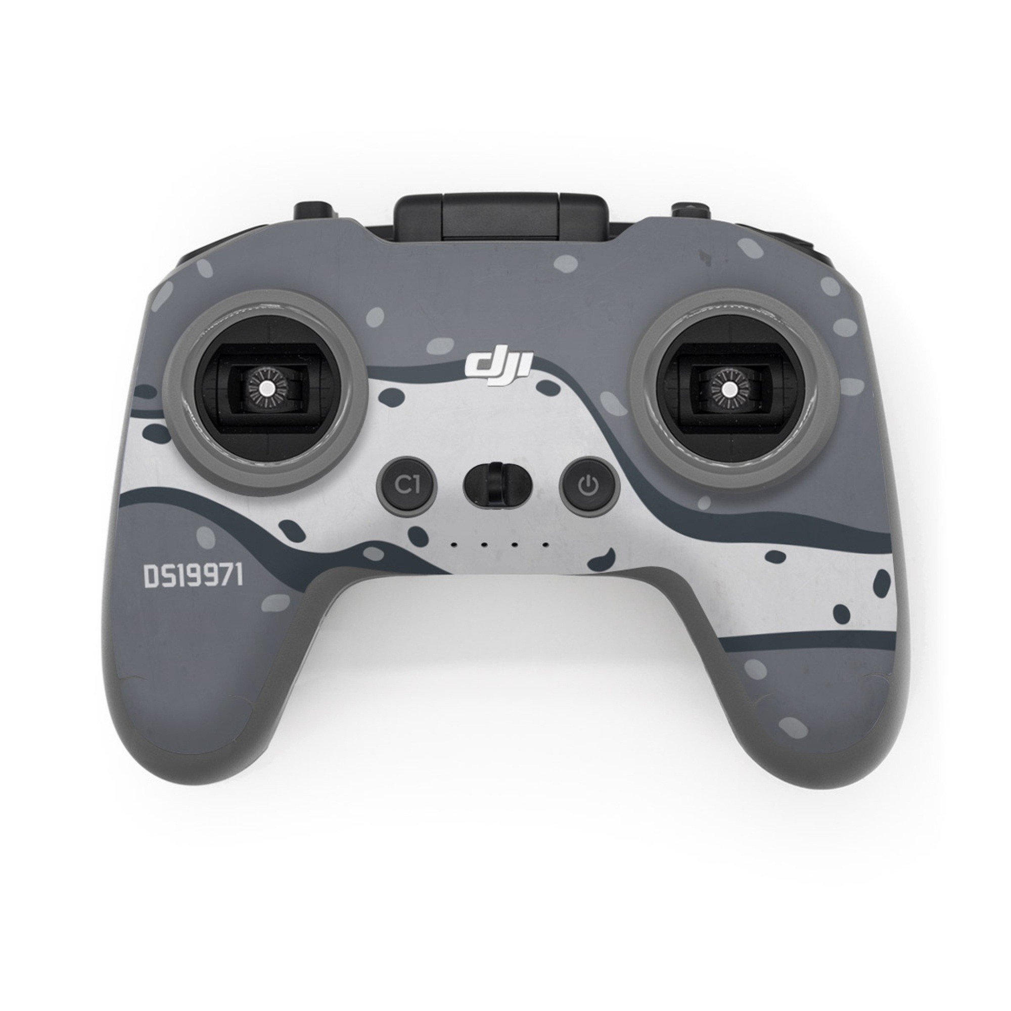DJI FPV Remote Controller 3 Skin design of White, Pattern, Water, Design, Illustration, Black-and-white, Metal, Drawing, Style, with black, white, gray colors