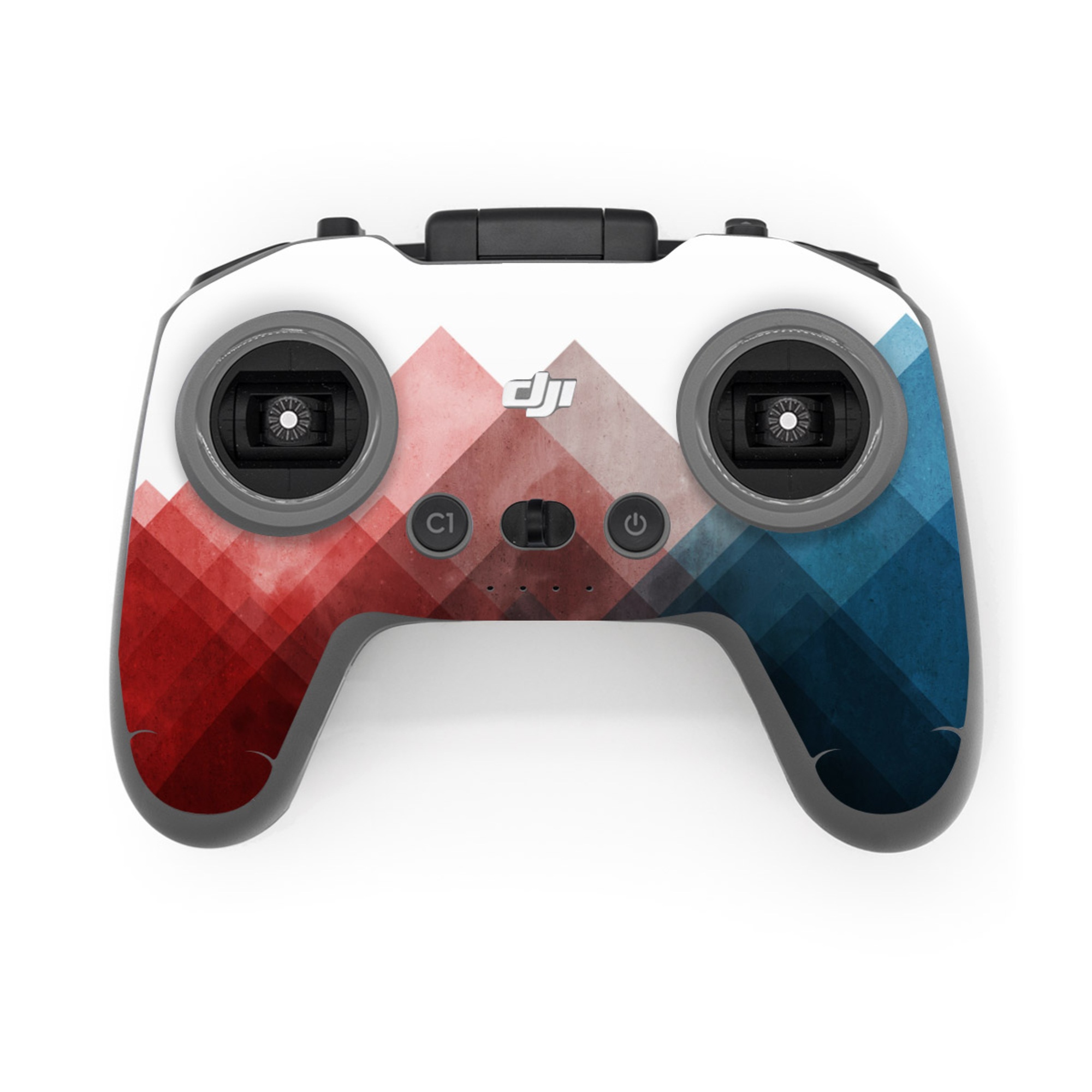 DJI FPV Remote Controller 3 Skin design of Blue, Red, Sky, Pink, Line, Architecture, Font, Graphic design, Colorfulness, Illustration, with red, pink, blue colors