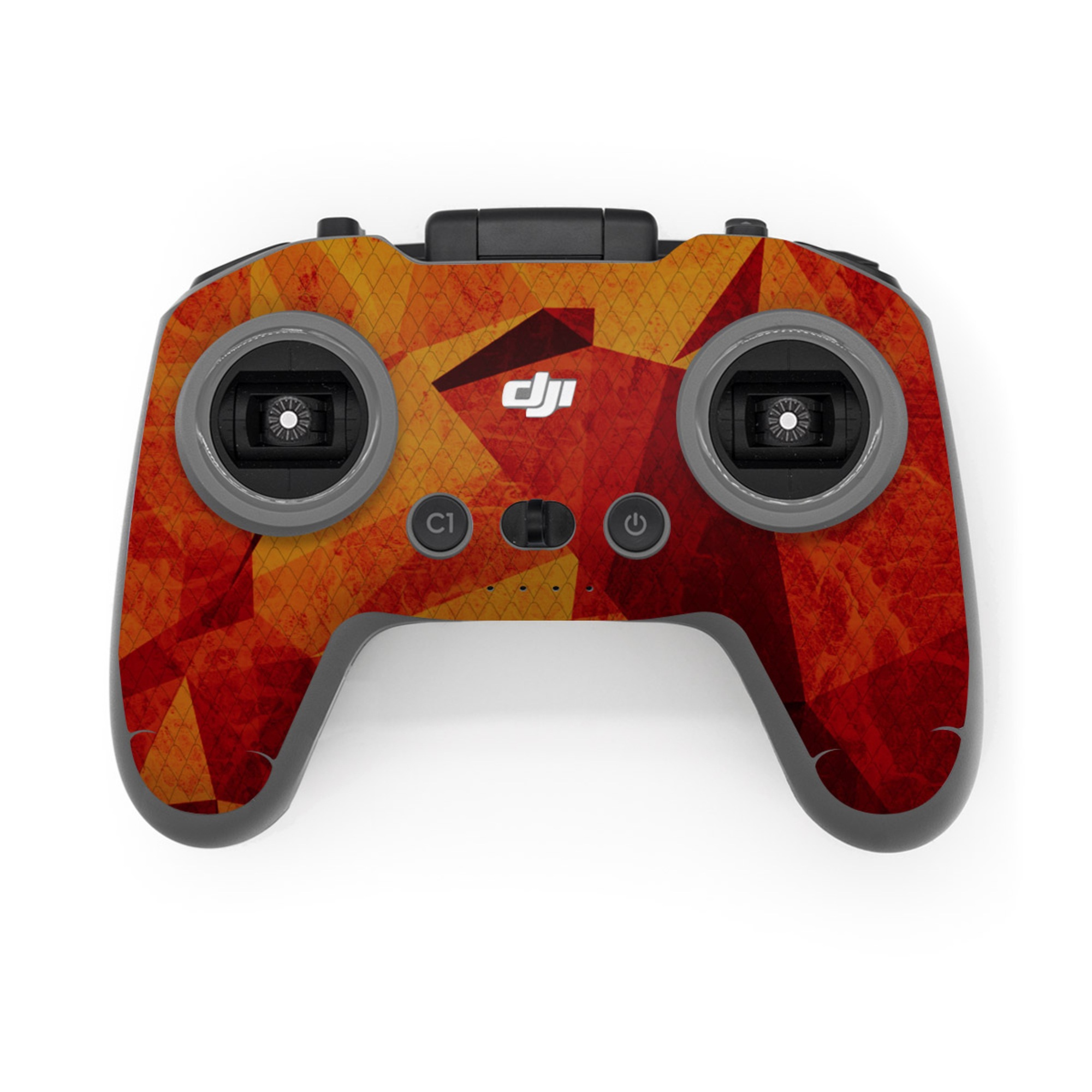 DJI FPV Remote Controller 3 Skin design of Orange, Red, Yellow, Triangle, Pattern, Amber, Design, Art, Visual arts, Modern art, with black, orange, yellow colors