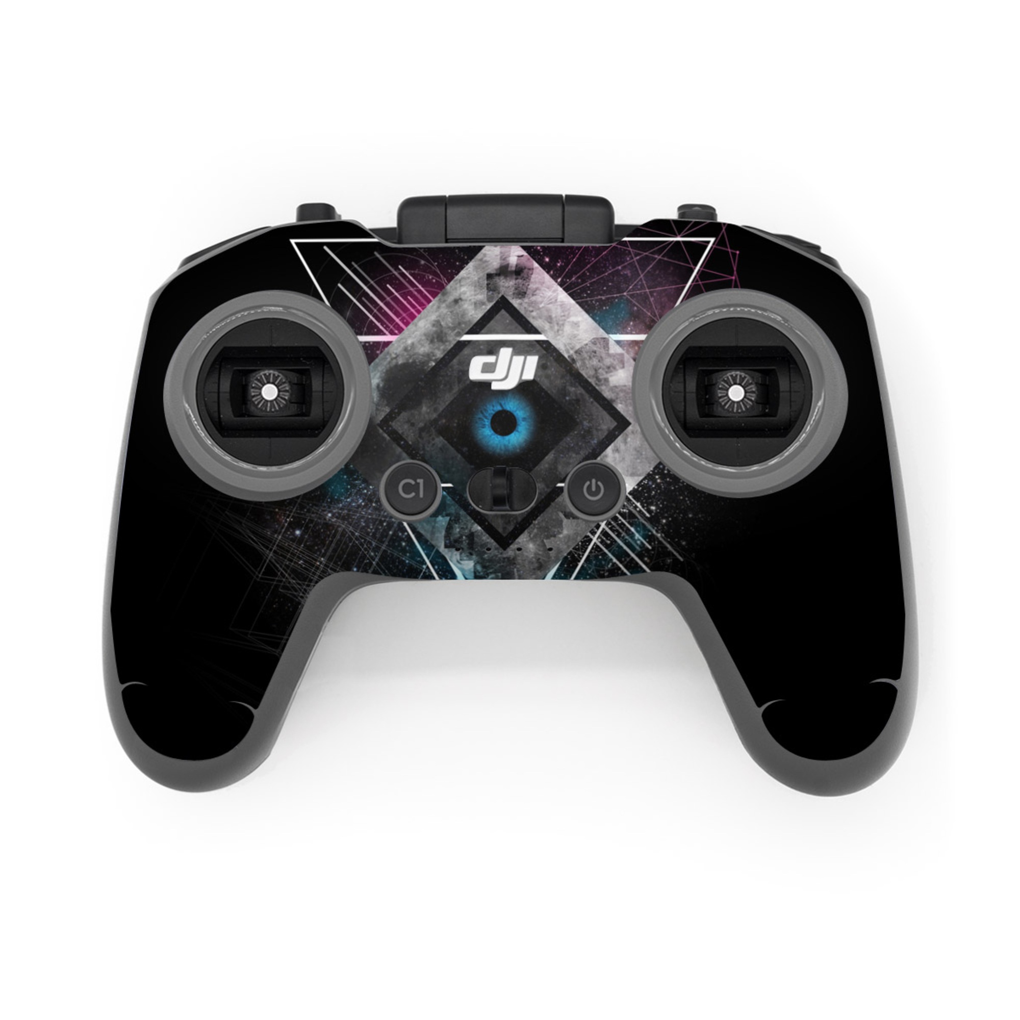 DJI FPV Remote Controller 3 Skin design of Graphic design, Design, Pattern, Graphics, Illustration, Font, Circle, Triangle, Fractal art, Logo, with black, gray colors