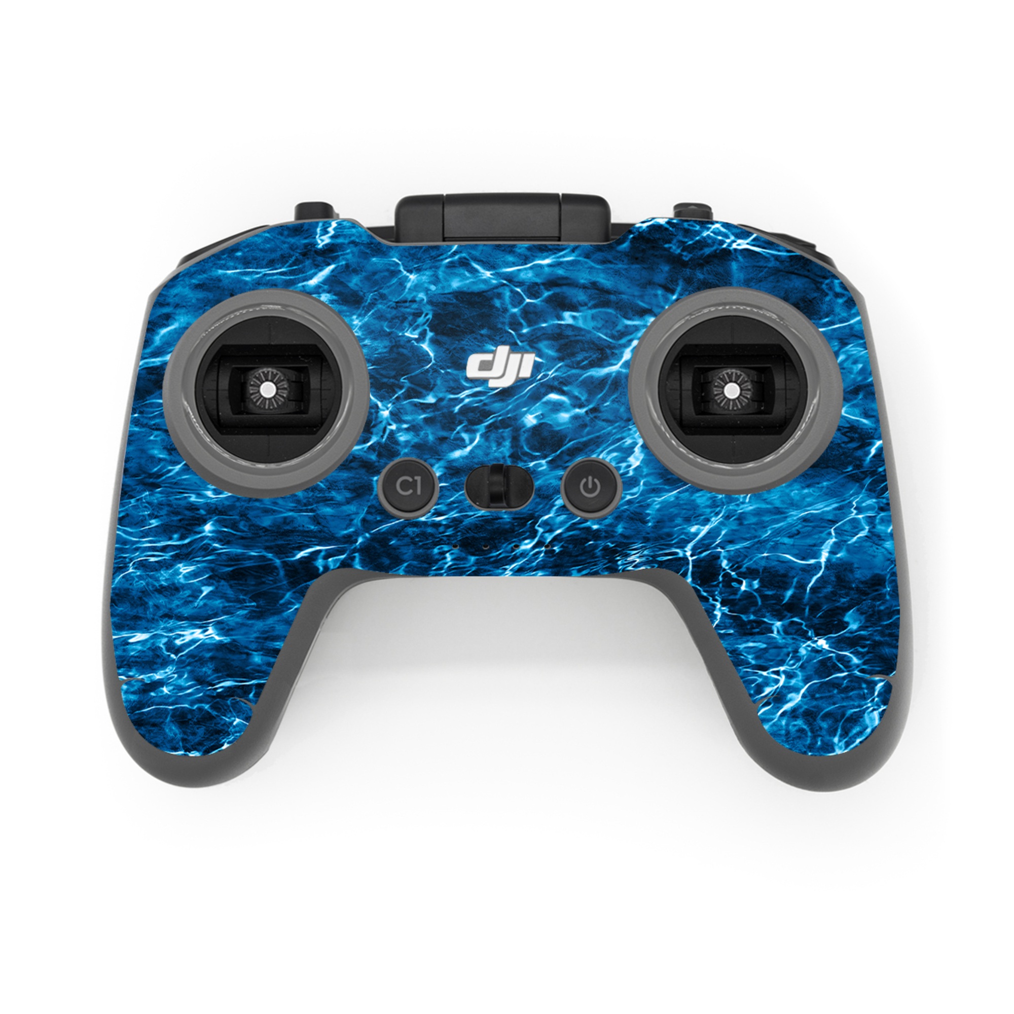 DJI FPV Remote Controller 3 Skin design of Blue, Water, Aqua, Turquoise, Azure, Electric blue, Sky, Pattern, Sea, Ocean, with blue, black colors