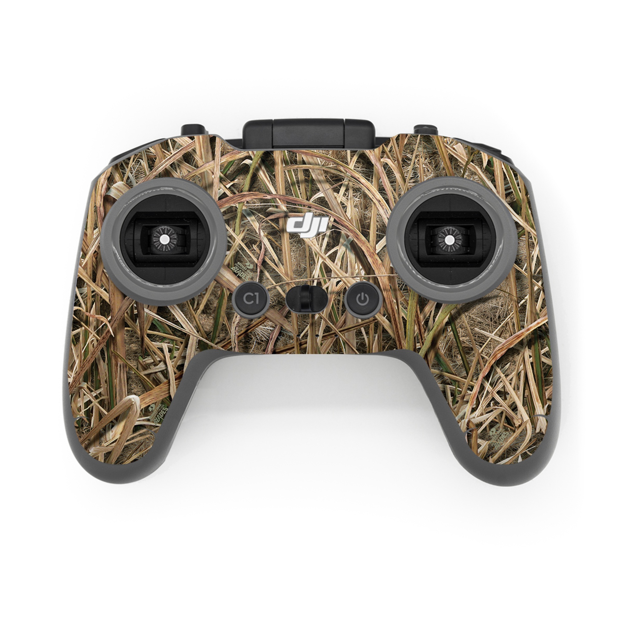 DJI FPV Remote Controller 3 Skin design of Grass, Straw, Plant, Grass family, Twig, Adaptation, Agriculture, with black, green, gray, red colors