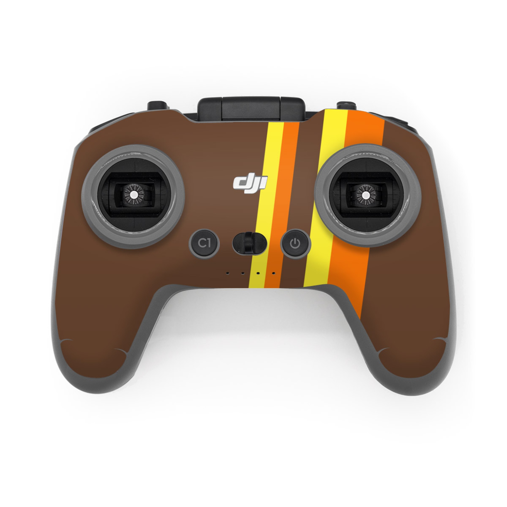 DJI FPV Remote Controller 3 Skin design of Orange, Yellow, Line, Brown, Font, Material property, Graphic design, Pattern, Parallel, with brown, orange, yellow colors