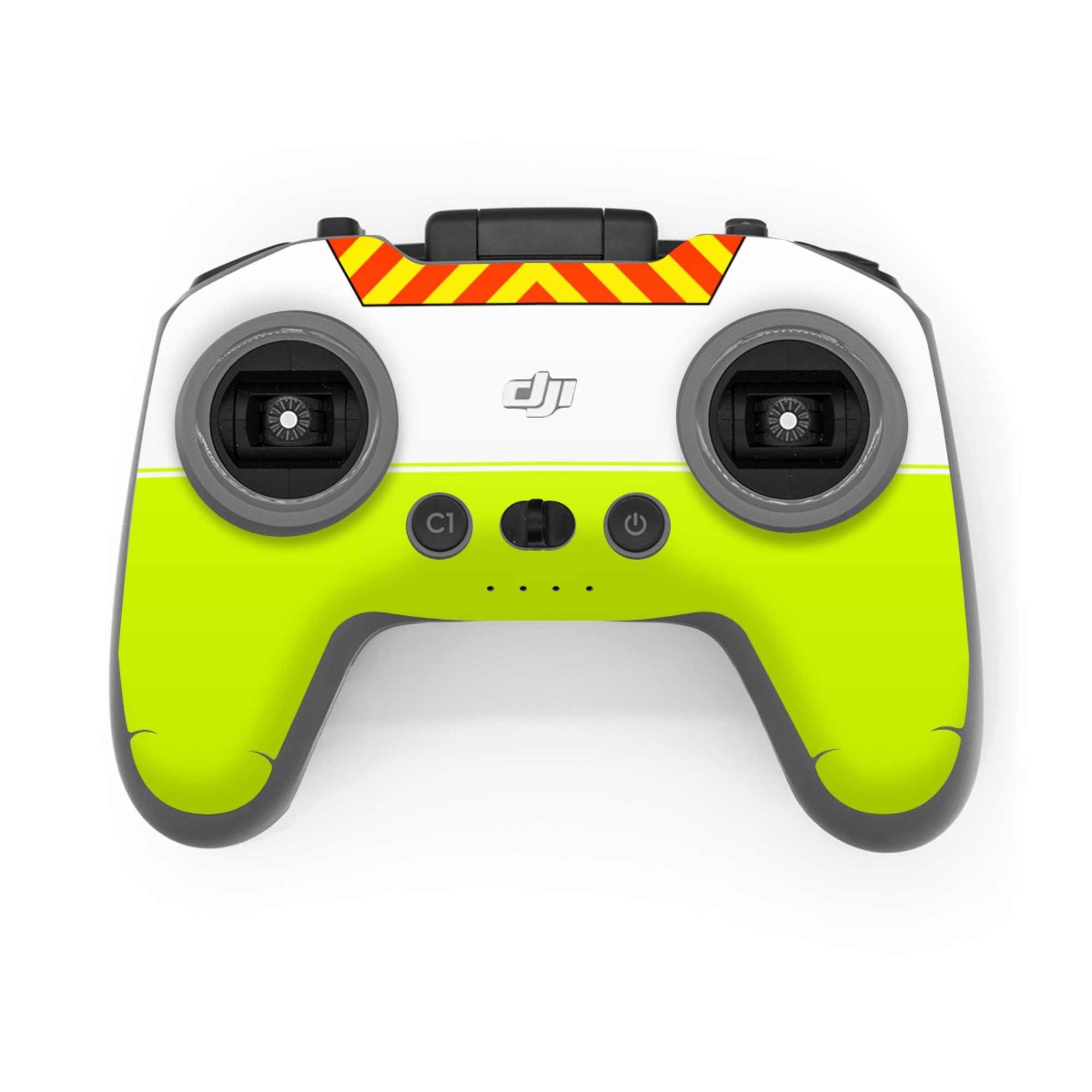 DJI FPV Remote Controller 3 Skin design of Yellow, Line, Font, Military rank, with white, green, red, yellow colors